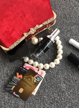 婚庆新娘包 大珍珠款口金红色结婚手提包布J谷鸟手工diy材料包成