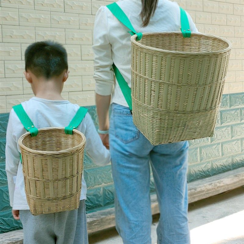 竹编收纳篮竹青精编表s演装饰用采摘茶叶买菜双肩背箩竹筐竹篓,特色手工艺,竹编/竹雕,淘宝优惠券,粉丝福利购,淘宝优惠卷