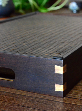 托盘长方形竹制功夫茶茶r具茶壶茶杯水杯端盘中式复古创意收纳水