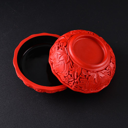 珍品阁漆器剔红雕漆首饰盒小收纳A盒特色礼物送女友送闺蜜老外礼