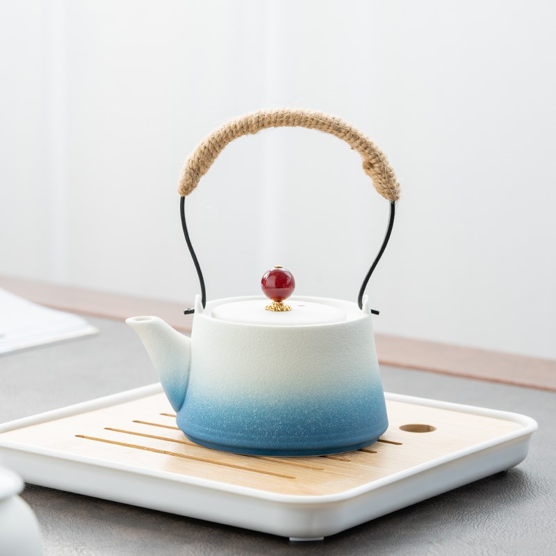 家用户外旅行功夫茶具套装便携式提梁壶泡茶壶陶瓷茶杯Z中式小茶