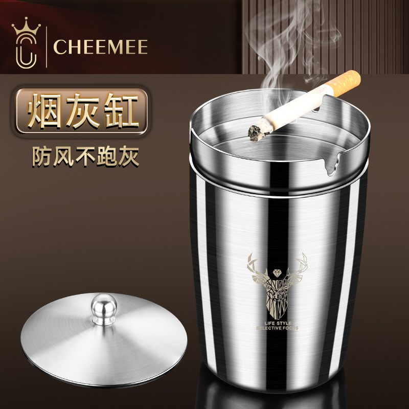 车载烟灰缸神器高级感车内防掉烟C灰汽车用加厚不锈钢创意多功能