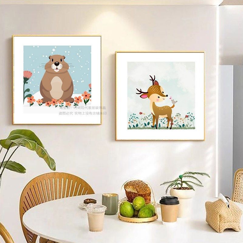儿童房装饰画可爱温馨挂画奶油风B卧室床头墙画客厅沙发背景墙壁,家居饰品,现代装饰画,淘宝优惠券,粉丝福利购,淘宝优惠卷