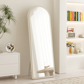 网红全身镜家用落地镜卧室全身镜壁挂式 全身镜奶油风高清镜子