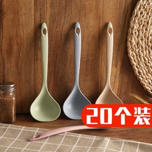 小麦秸秆汤勺家用长柄盛粥勺厨房厨具塑料加厚大号稀饭勺子火锅勺