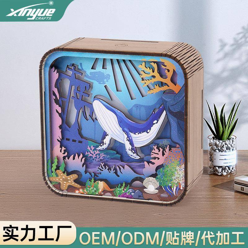 创意3D木质雕刻可充电夜灯触控氛围灯文创工艺礼品木雕灯源头工厂