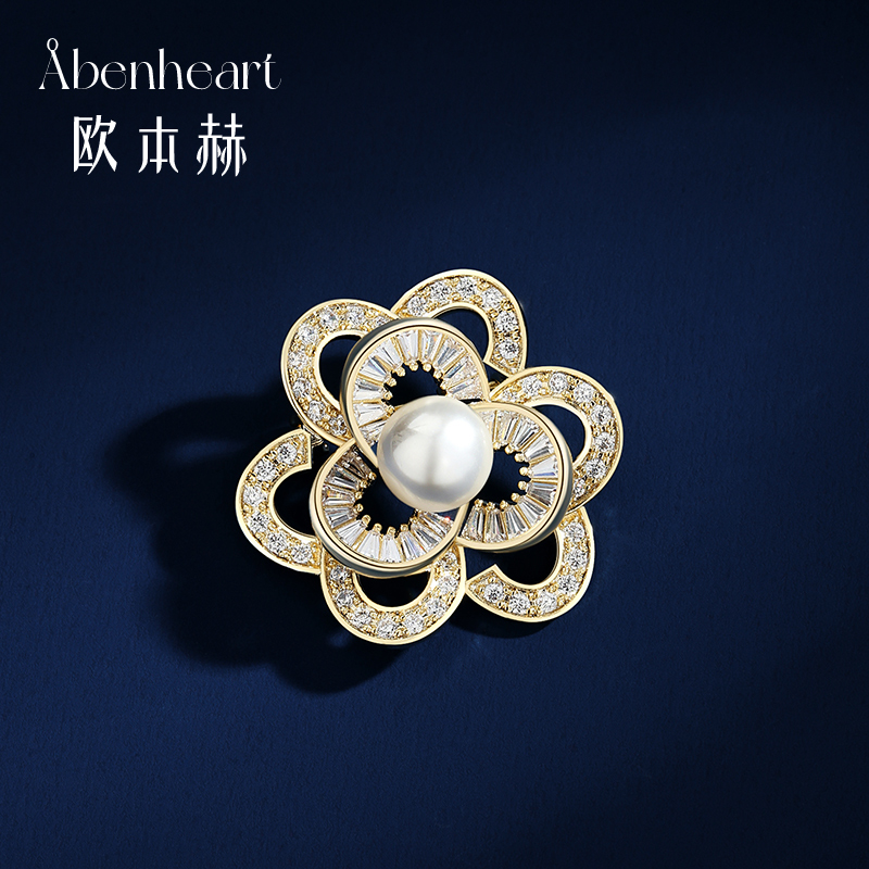 Abenheart丹麦山茶花胸针设计感