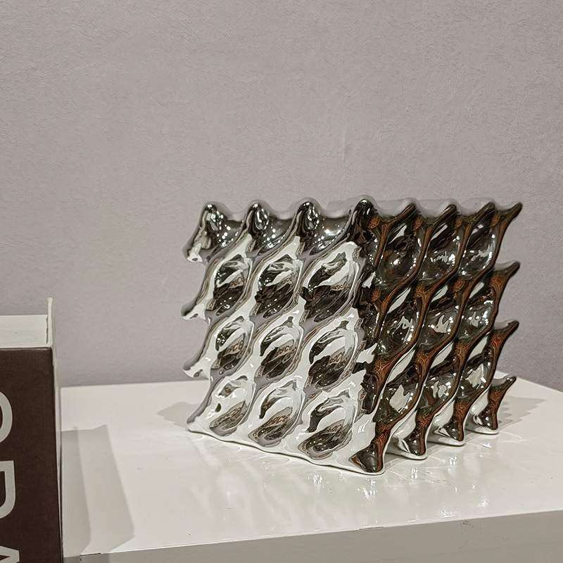 现代简约样板房家居软装饰品桌面摆设3D打印树脂立体几何镂空摆件