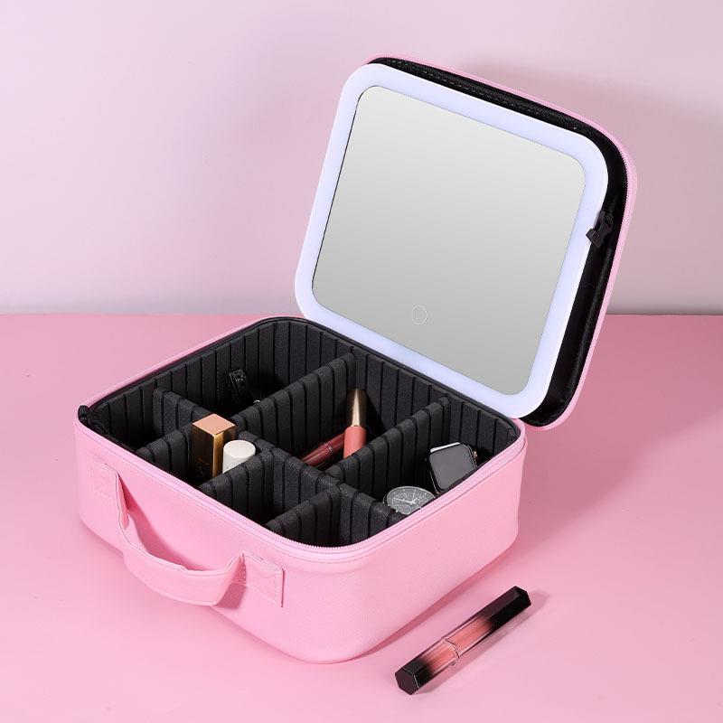 跨境款大容量便携带灯首饰盒箱LED旅行手提收纳包耳钉珠宝收纳盒