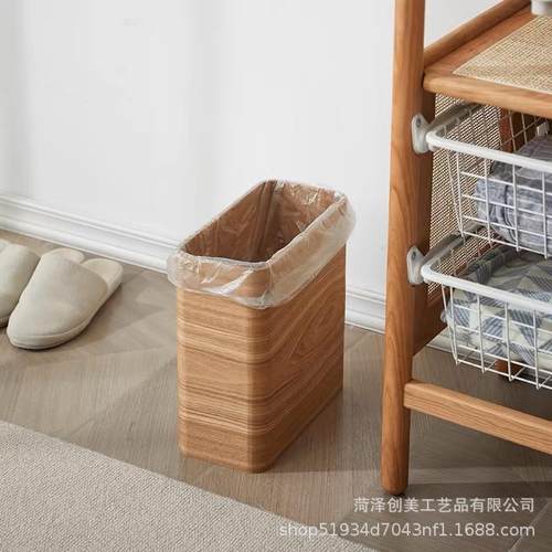 厂家现货木收纳桶家用质简JKA客厅创意轻奢垃圾桶中约式桌面收纳