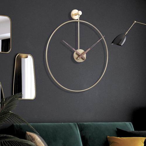 美式简约代艺术奢挂钟客厅大气LPS铁艺时卧室华超静音装现饰壁挂