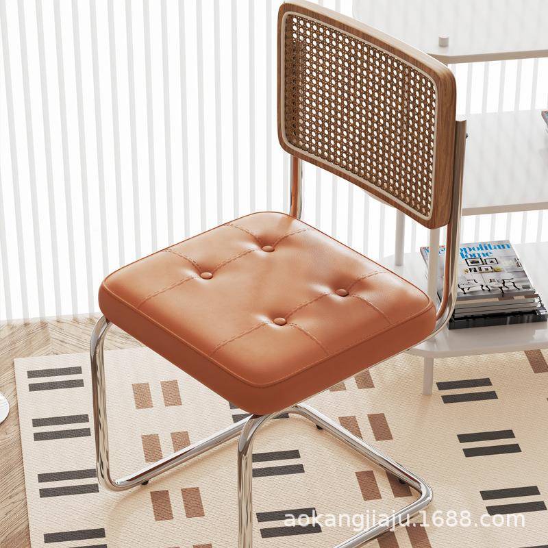 现代约餐椅轻奢家用阳台休闲椅简编YT176复古靠藤背椅子小型书户