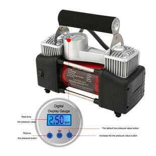 多两功 家车用103220v1v汽车载充气泵双2缸家用车小轮胎打气便携式