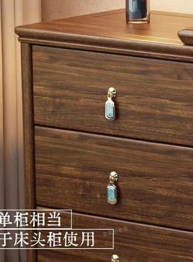 黑胡KN:N206#桃木全实木梳台现代简约妆现斗柜卧室简约实木化妆桌