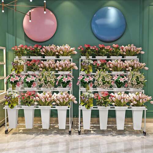 摆店摊移动阶艺梯多层花花架鲜花假花架子铁花架可花POJ桶展示架
