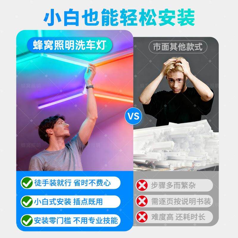 彩电竞房RB幻灯蜂窝灯氛灯智围能声控GRGB幻彩感应蜂窝壁灯夜灯蜂