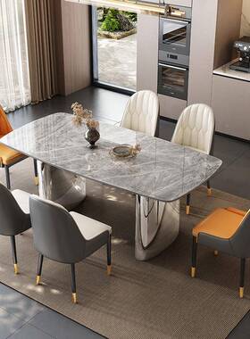 轻奢超石晶餐桌YNN椅组合意式家用小户型厅现代简餐约长方桌形吃