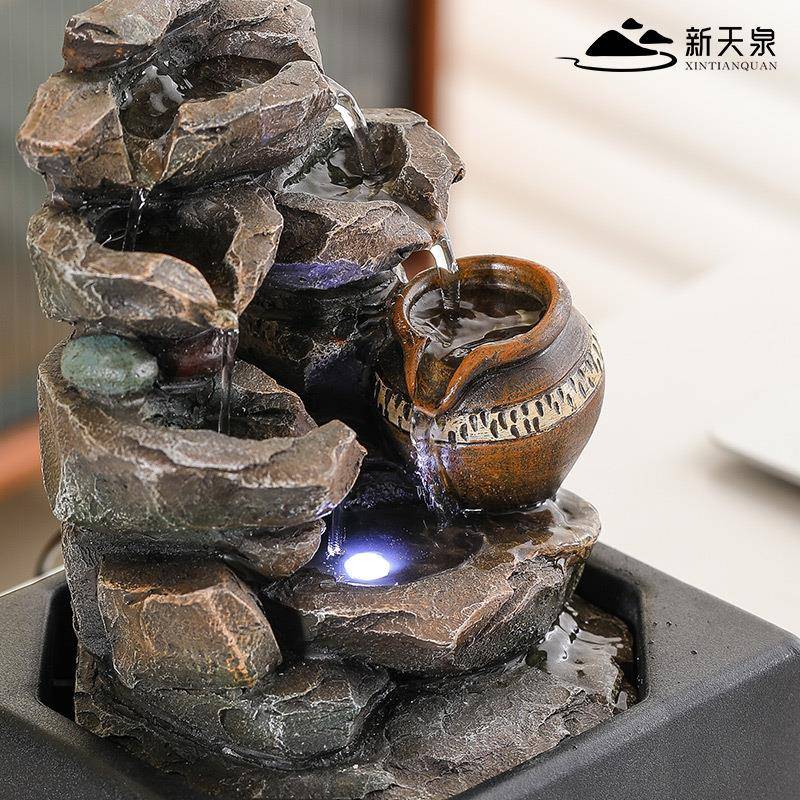 新天招财流造景摆件茶几水无品牌/复古桌面小室型喷泉内客厅循环