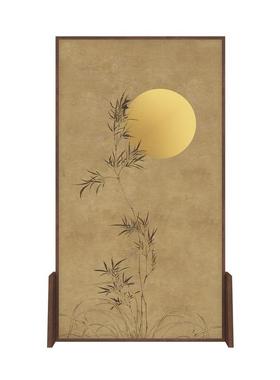 遮挡木式座屏茶室玄关竹子实门卧室屏风隔断AL101142进客厅中现代
