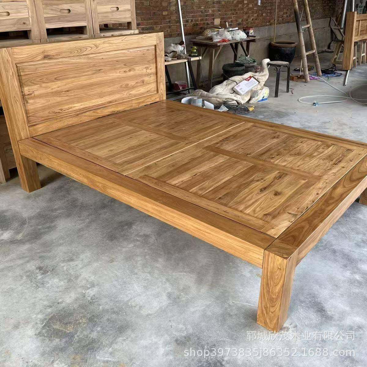 意实木人床酒店双民宿做旧风单双创人床卧老室加厚90646榆木大床,住宅家具,实木床,淘宝优惠券,粉丝福利购,淘宝优惠卷