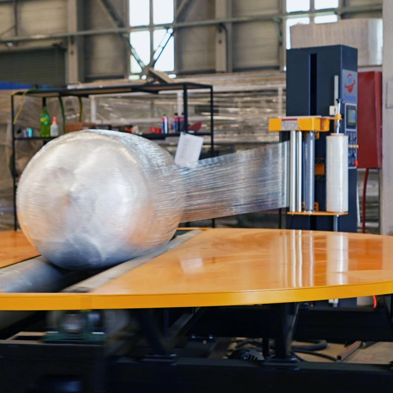 货圆筒缠绕机现称重标签印全打自动纸卷无布WEI缠绕包装纺机