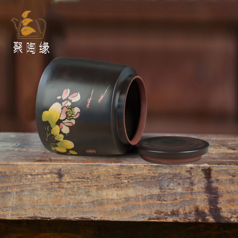 建水紫陶密封迷你斗茶罐