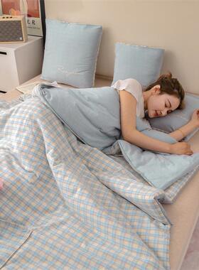 A类全棉母婴级抱枕被睡子用VLJ加厚办两公室午多功能枕头毯合子二