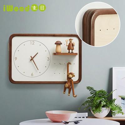 ฅ电箱表箱饰装饰画带钟表轻钟奢黑胡桃电箱F76STSTM挂遮挡装时钟