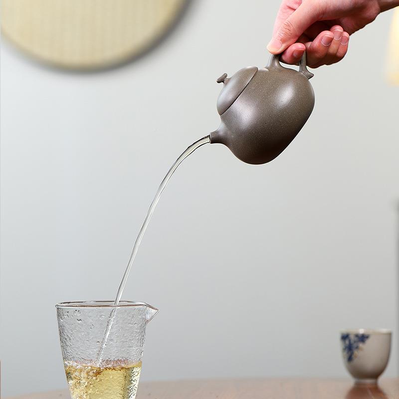 宜兴名手紫砂家壶工原矿清灰QHDQG泥茄段茄瓜家泡茶壶用具