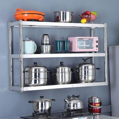 厨房壁置物架不锈钢挂墙二层吊调味VIG品托上臂架架3饭店收纳展示