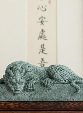 中式青瑞石手工招财石面盘龙桌鱼缸造景景观玺饰品tb-68280精品兽