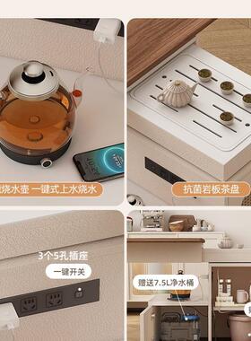 移动伸缩体茶ZYO几餐桌二合一实多功可能家用一岛台旋转茶桌木边