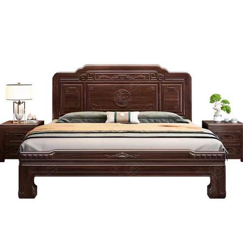 新古典实木床1古.8米主卧双人床1.米5典花雕床中式南SJL美紫檀木