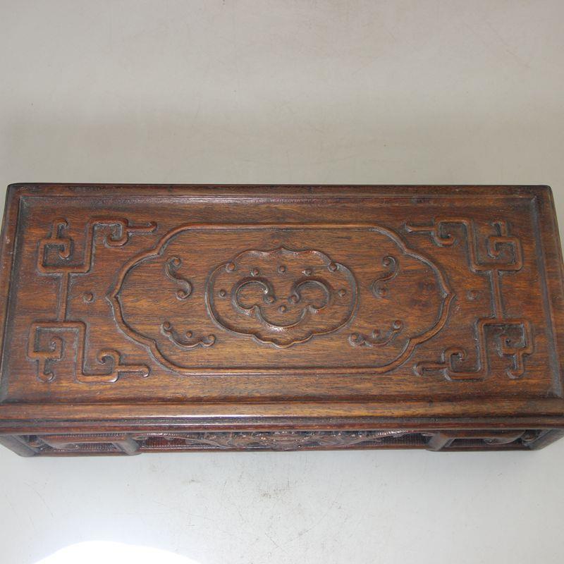 RBM收藏古玩复古项花梨杂工艺品复木图古做旧如意托盘摆饰