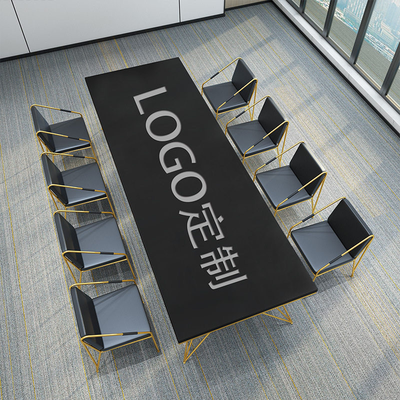 桌面LOGO简约铁艺办公桌 公司职员会议洽谈桌多人办公电脑桌