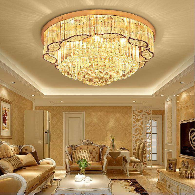 客水FKX晶灯厅灯大灯现代简d约大气金色le吸顶灯卧室厅灯餐灯饰灯