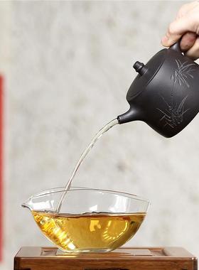 宜兴砂壶矿石黄竹叶紫汉铎家用手工砂茶壶紫00916茶原具