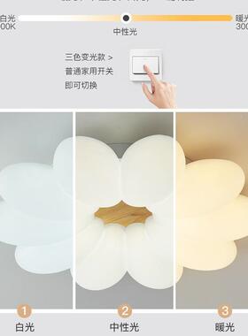 创意房客厅灯具奶油风温浪漫47850花朵儿童卧室馨灯简约原木间房