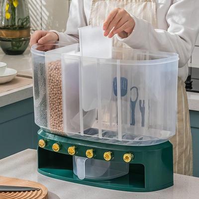 家用免打孔格五粮米EHI箱缸家用2六0斤分隔杂粮罐大杂容量分格米