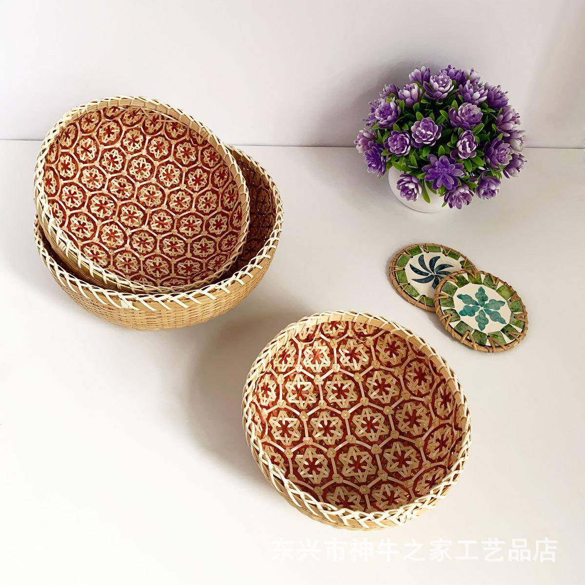 越南筐竹编篮竹簸箕家用竹编馒头水果竹竹农筐家制品蔬菜花竹篮三,收纳整理,脏衣篮,淘宝优惠券,粉丝福利购,淘宝优惠卷