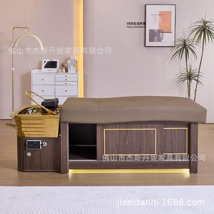 实木循头疗洗头床金色瓷陶水盆冲床新中式 恒温水环熏蒸储物XSL养