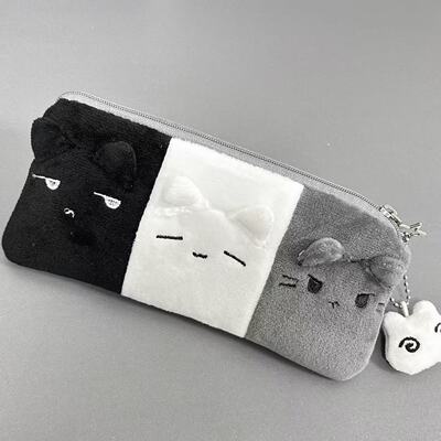 黑白灰三色小猫笔袋可爱卡通