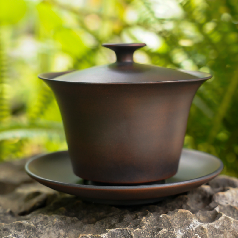 手工薄胎蓋碗無釉無染色