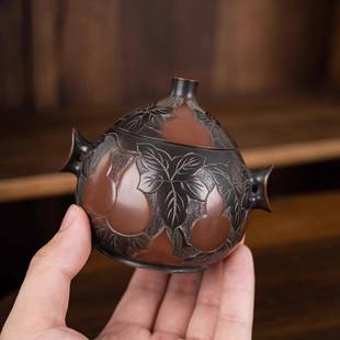 钦州底流壶坭兴陶葫芦斗漏壶名师家大泡家用茶器纯原手工矿窑变高