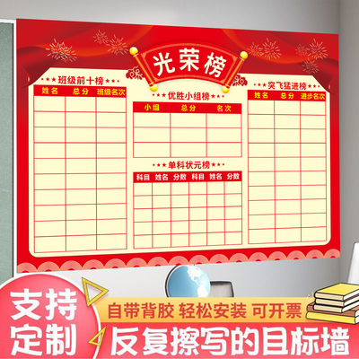 班级文化布置教室装饰小学初中高中挑战目标荣誉榜墙贴光荣榜贴纸