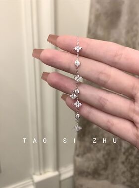 手链精致气质银色锆石花