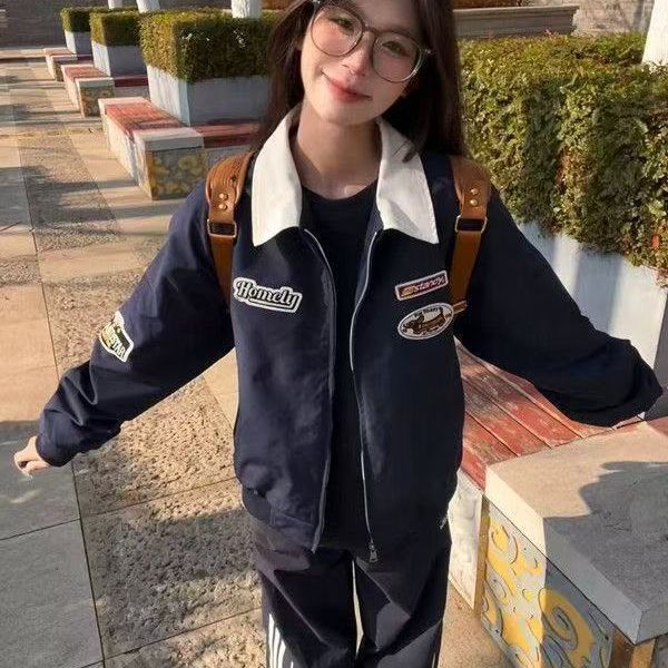 2026春季新款翻领美式飞