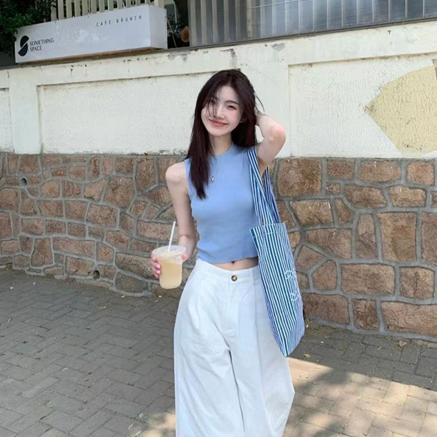 欧美洋气针织吊带背心夏