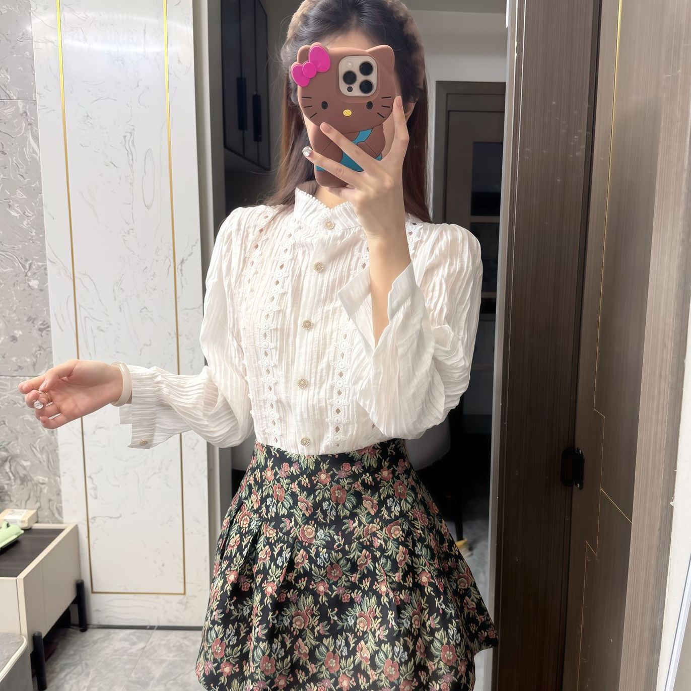 miu系穿搭法式蕾丝白衬衫