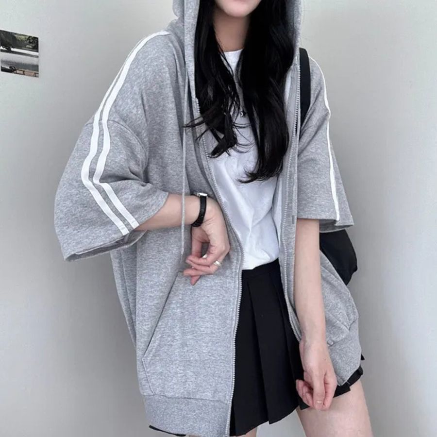 连帽拉链短袖T恤女装2026